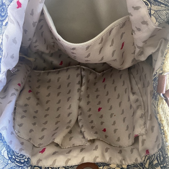 Sak Roots jute beige grey blue boho satchel bag double handle - Picture 3 of 16